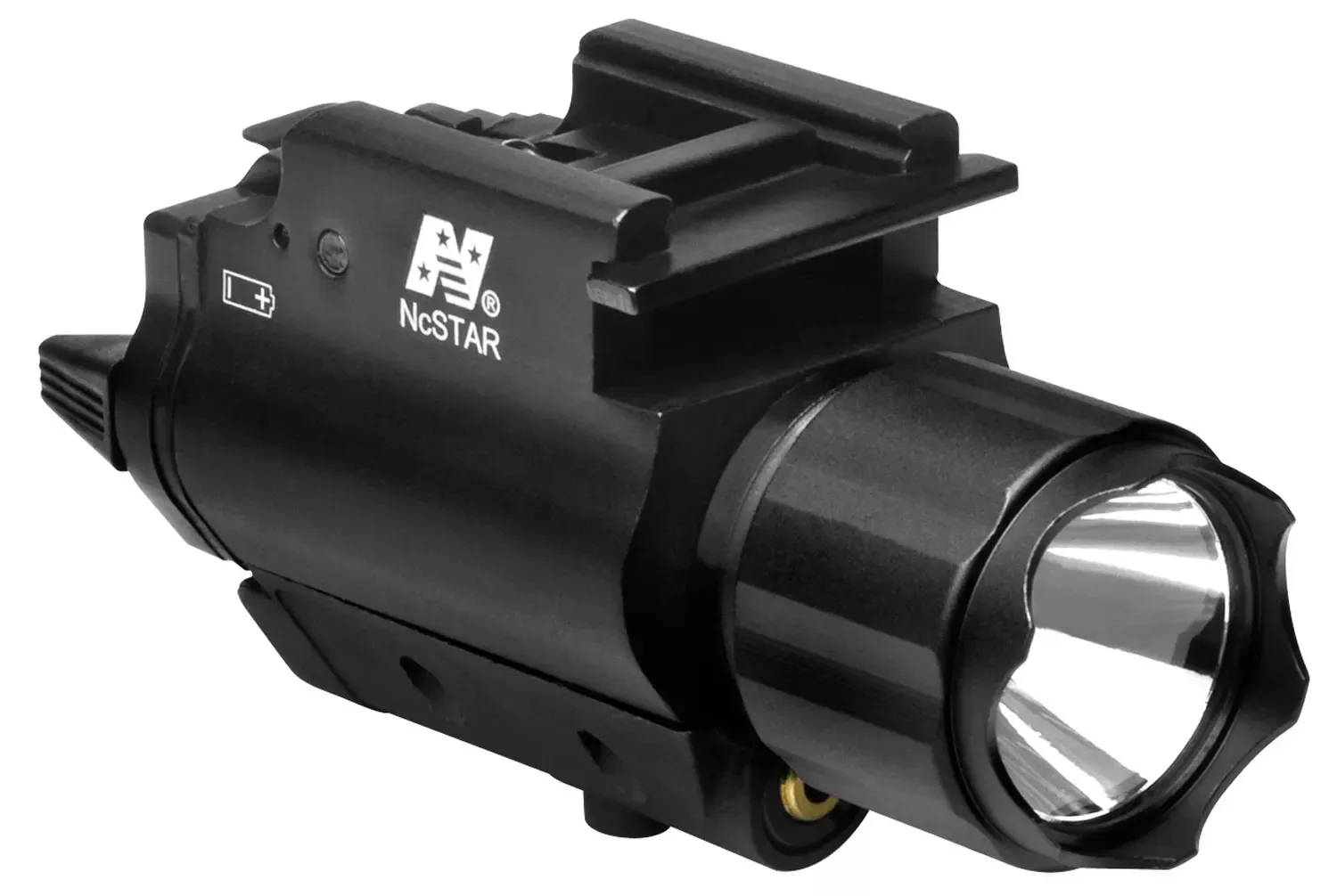 NcStar Flashlight/LaserUniversal w/Accessory Rail 200 Lumens/5mW Output, White Cree LED Light/Red Laser QR Weaver/Picatinny Mount Black Anodized Aluminum