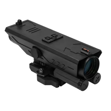 NcStar VDELP430G Delta 4x30mm Fixed Magnification Scope w/ Red & White LED Navigation Lights & Top Mounted Back-Up Iron Sights