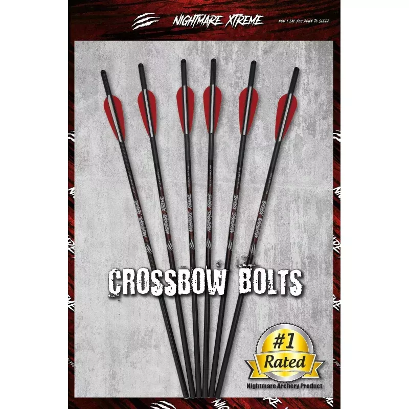 NIGHTMARE XTREME Crossbow Bolts Carbon Half Moon Nocks 12Pcs 20