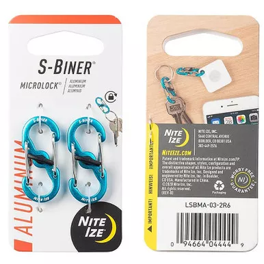 NITE IZE S-Biner Microlock Aluminum 2 Pack Blue