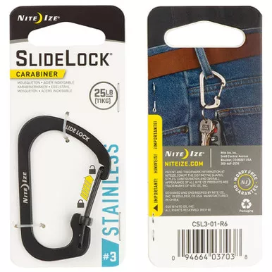 NITE IZE Slidelock Carabiner Stainless Steel #3 Black