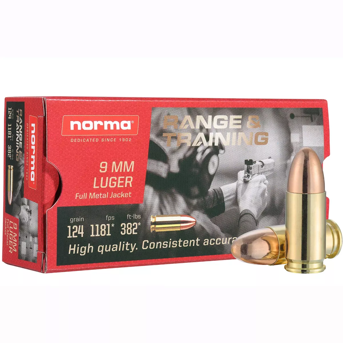 Norma Range and Training 9MM Ammunition 124 Gr. FMJ 50/Box