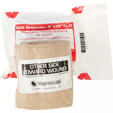 North American Rescue 30-0171 Flat Responder Emergency Trauma Dressing (ETD) - 4''