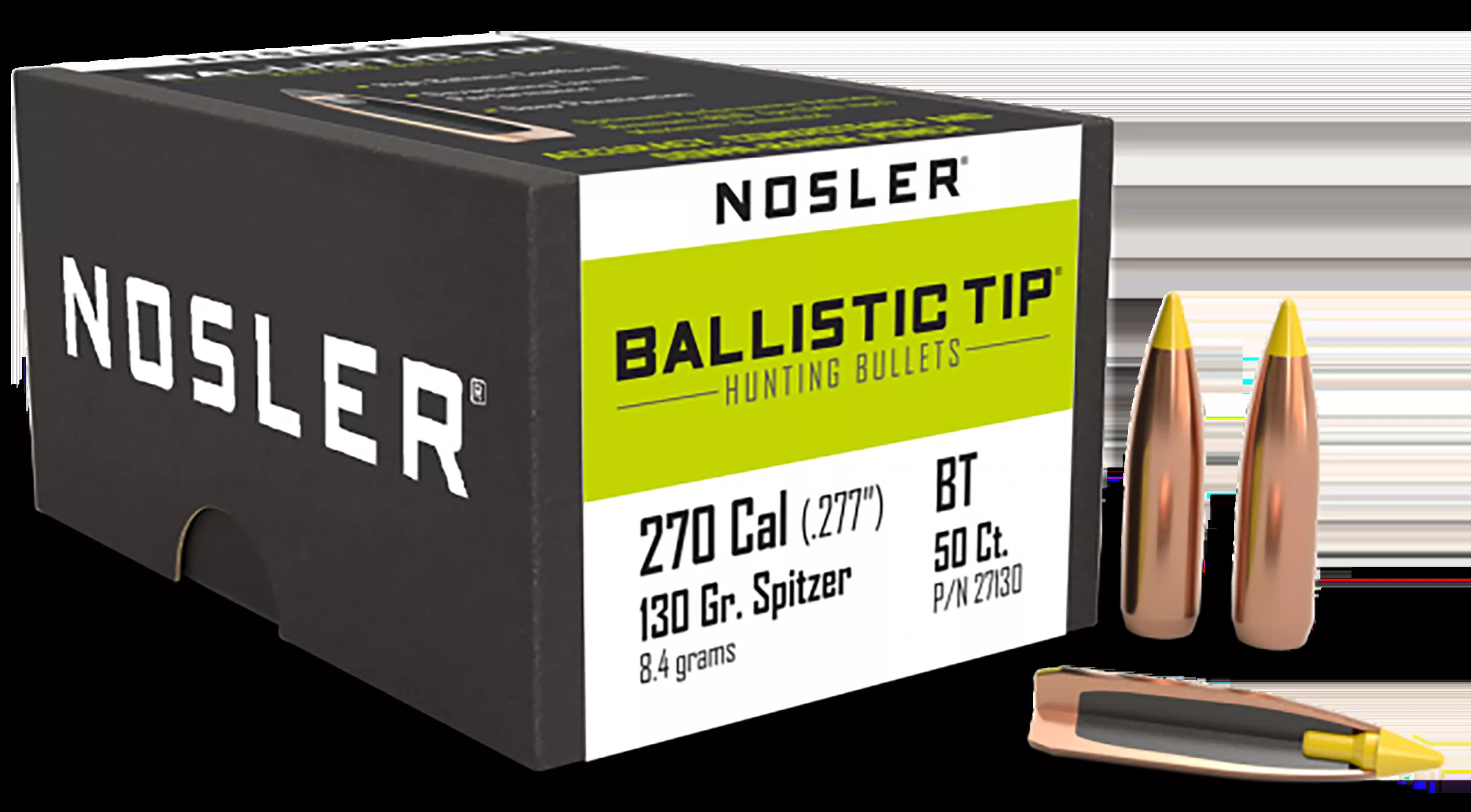 Nosler Ballistic Tip 270 Win 130 gr Spitzer 50/Box 27130