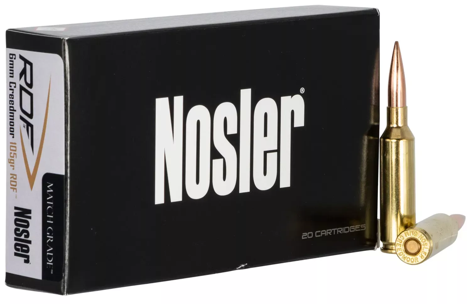 Nosler Match Grade RDF 6mm Creedmoor 105 Gr. RDF HPBT 20/Box