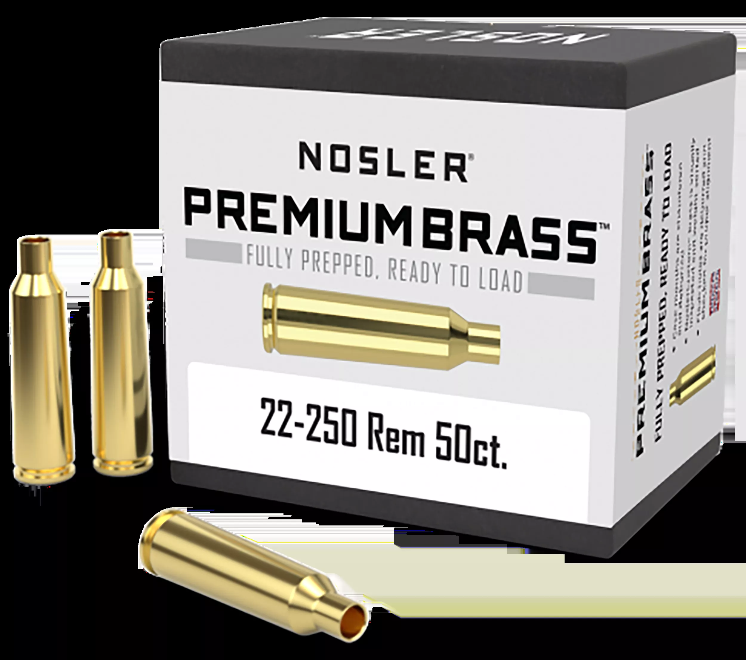 Nosler Premium Brass Unprimed Cases 22-250 Rem Rifle Brass