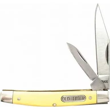 Old Timer 33OTY Middleman Jack Folding Pocket Knife 2.40" 7Cr17MoV High Carbon Stainless Steel Blade, Yellow Handle