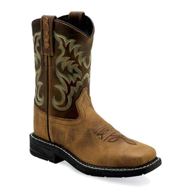 OLD WEST Childrens Square Toe Leather Boots (WB10)