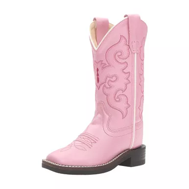 OLD WEST Girls Square Toe Pink Western Boot (VB9120)