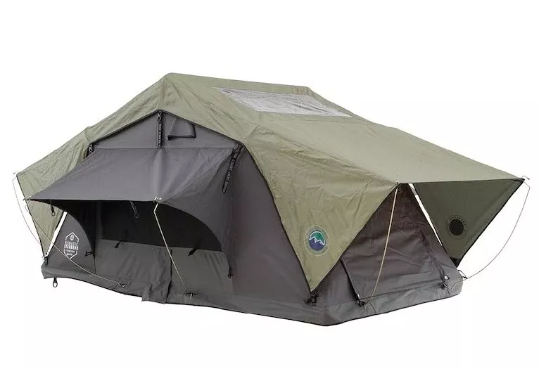 Overland Vehicle Systems HD Nomadic 2 Standard Soft Shell Roof Top Tent, Grey Body & Green Rainfly• 18429936