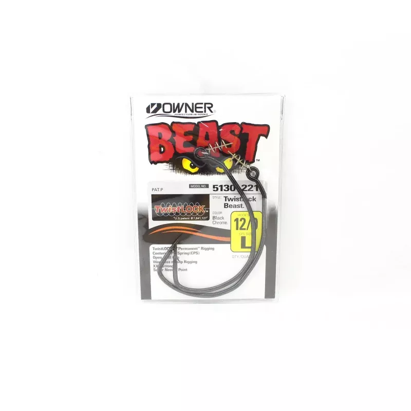 Owner TL-55 55130 Twist Lock Beast Worm Hook Size 12/0 (0187)