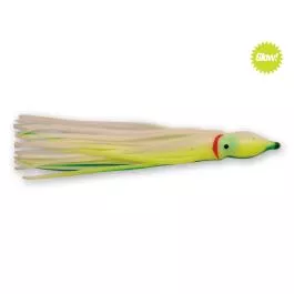 P-Line Sunrise Squid - 2.5" - 5 Pack - White & Yellow Grn Stripe Glow