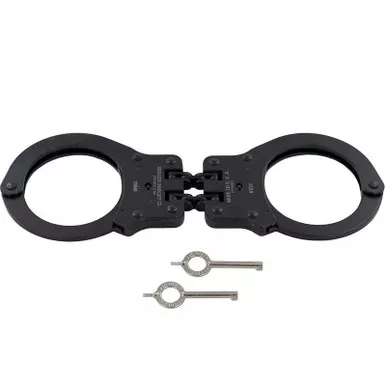 Peerless Model 802C Hinge-Linked Push Pin Handcuffs & Keys 801P Cuffs, Black