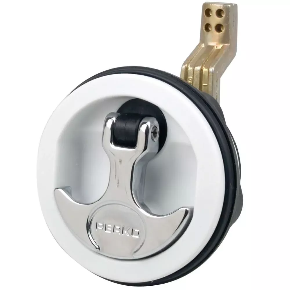 Perko Flush Latch - Surface Mount Offset Cam Bar - 2.5" Hole - White - 1092DP1WHT