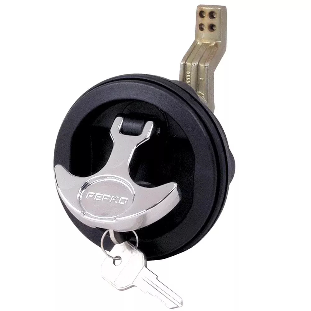 Perko Surface Mount & Latch -Black Body, Chrome Handle, Offset Cam Bar, 3/4″ – 2-3/8″