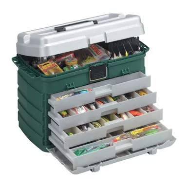 PLANO Four-Drawer Green Metallic/Silver Tackle Box (758005)