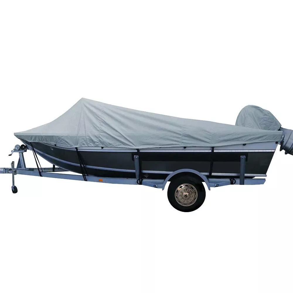 Poly-Flex II Styled-to-Fit Boat Cover f/15.5 Aluminum Boats w/High Forward Mounted Windshield – Grey [79015F-10]