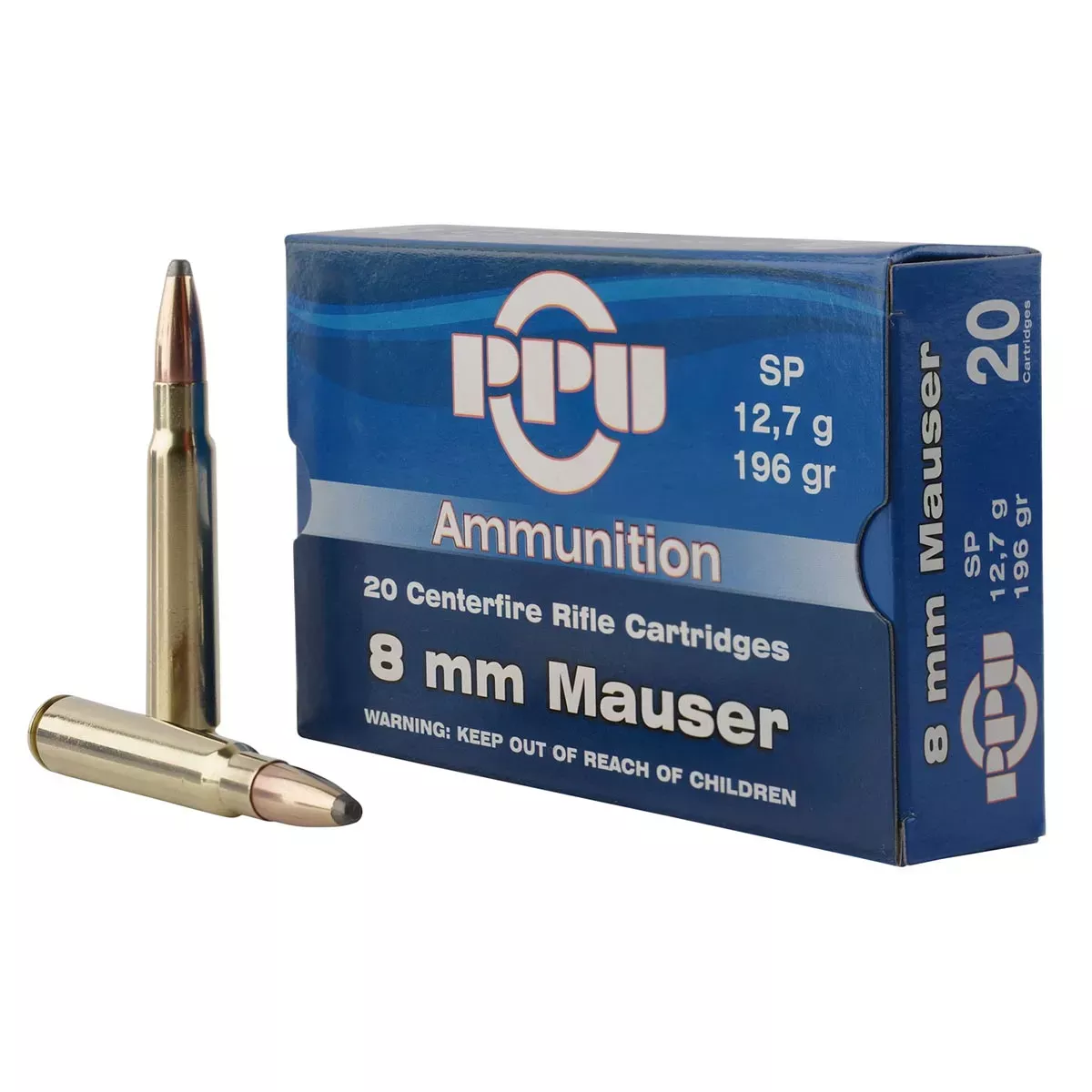 PPUMetric Rifle 8mm Mauser 196 gr Soft Point (SP) 20/Box