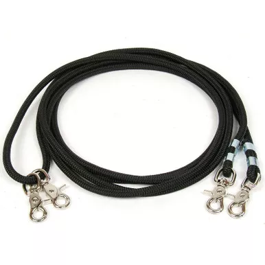 PROFESSIONAL'S CHOICE 16ft Black Cord Rope Draw Reins (7CDR)