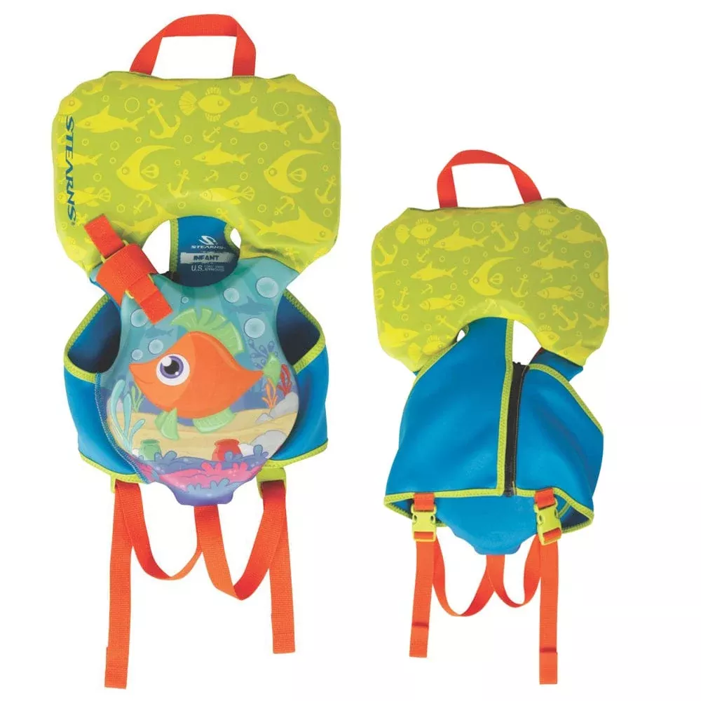 Puddle Jumper Infant Hydroprene™ Life Vest – Orang/Green/Blue Fish – Under 30lbs