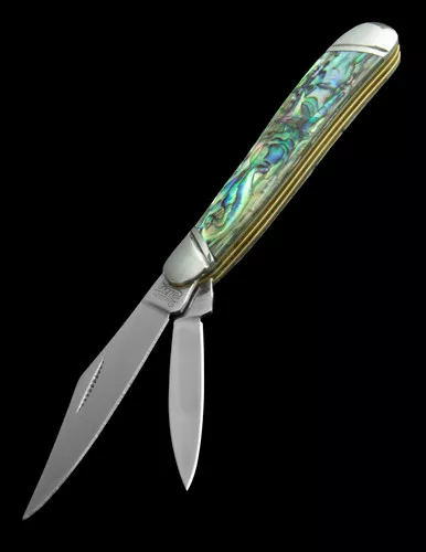 Queen Peanut Abalone Folding Knife