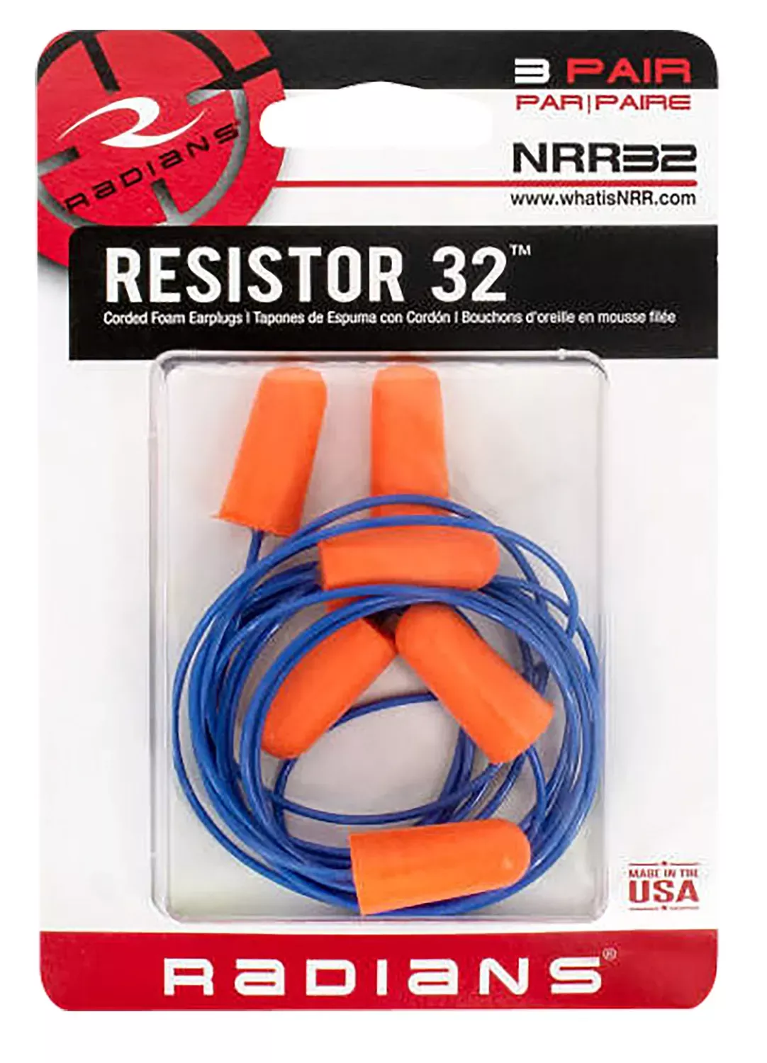 Radians Resistor 32 Foam Ear Plugs Corded