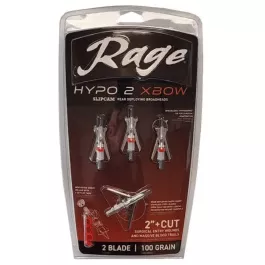 Rage Broadheads 2 Blade Hypo 2 Crossbow 2? Expandable Cut Hypodermic 100 Grain 4 Pack R60002