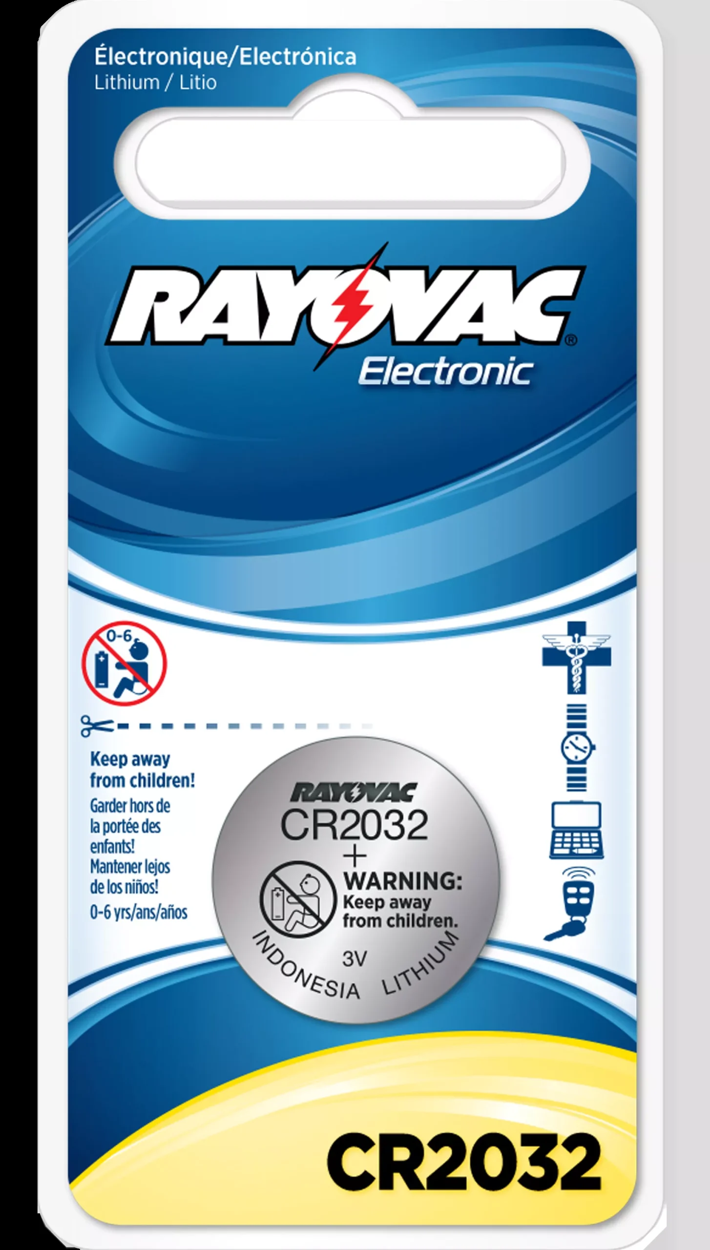 Rayovac CR2032 3V Li-Ion 225 mAh 1 Battery Per Pack