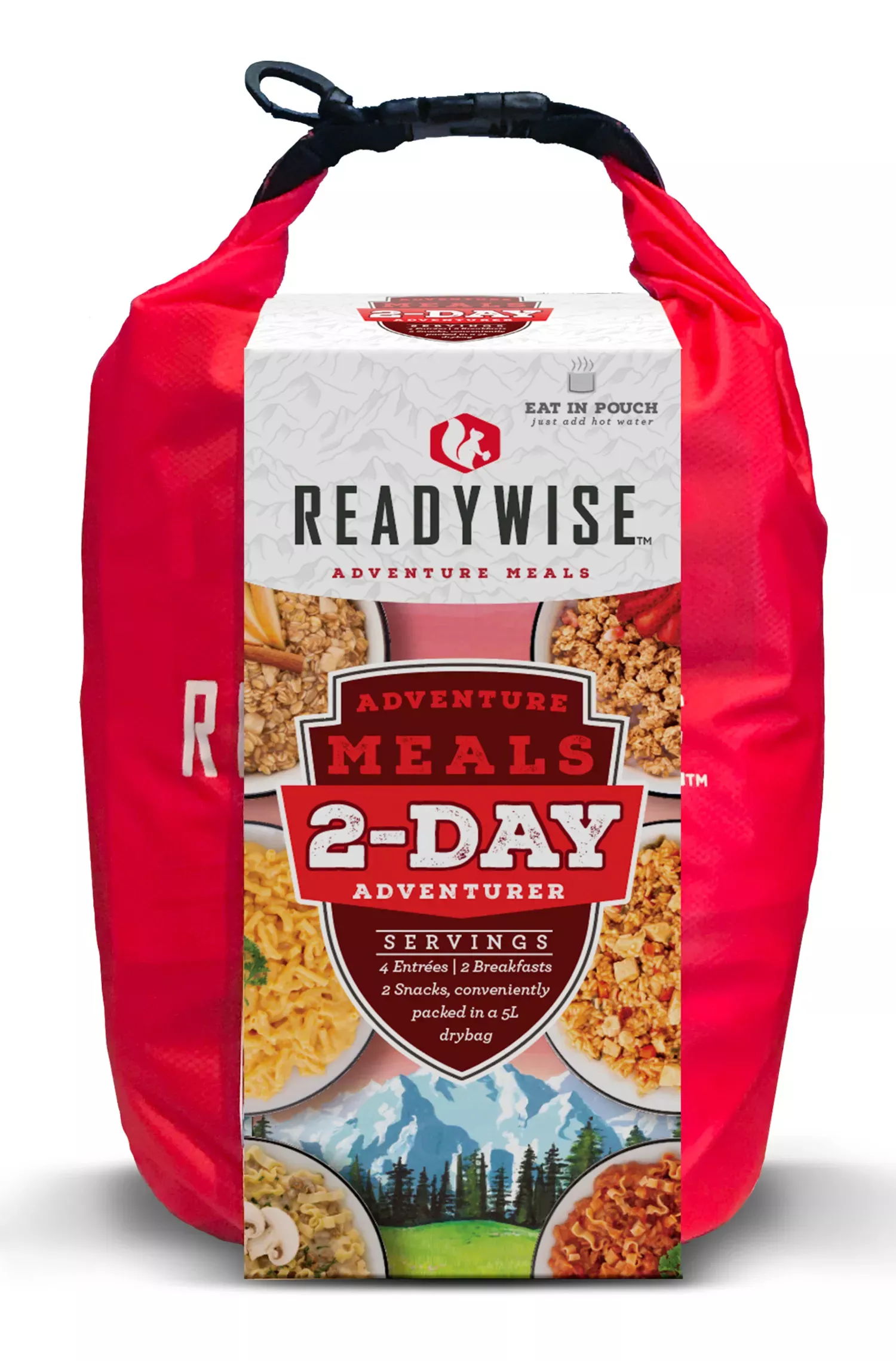ReadyWise Outdoor Food Kit 2 Day Adventure Pack w/Dry Bag Includes 4 Entrees, 2 Breakfasts and 2 Snacks RW05919