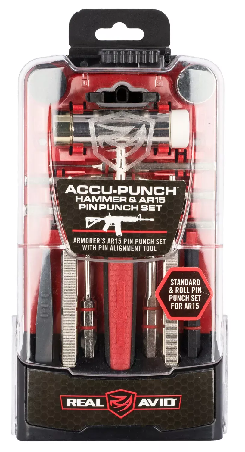 Real Avid Accu-Punch Pin Punch Set Red Steel Rifle AR-15 Rubber Handle