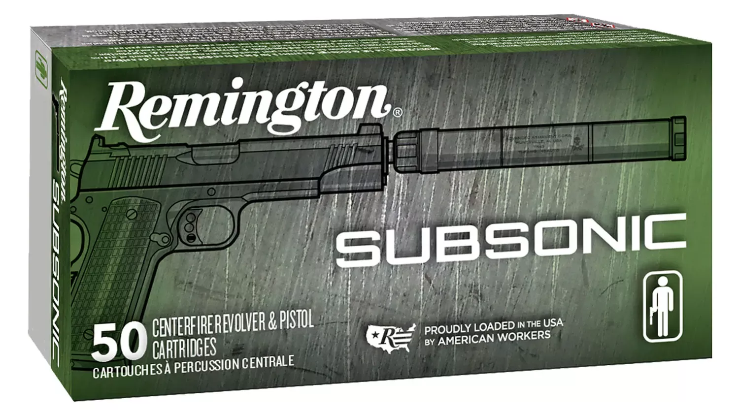 Remington Ammunition Subsonic 45 ACP 230 gr Flat Nose Enclosed Base 50 Per Box