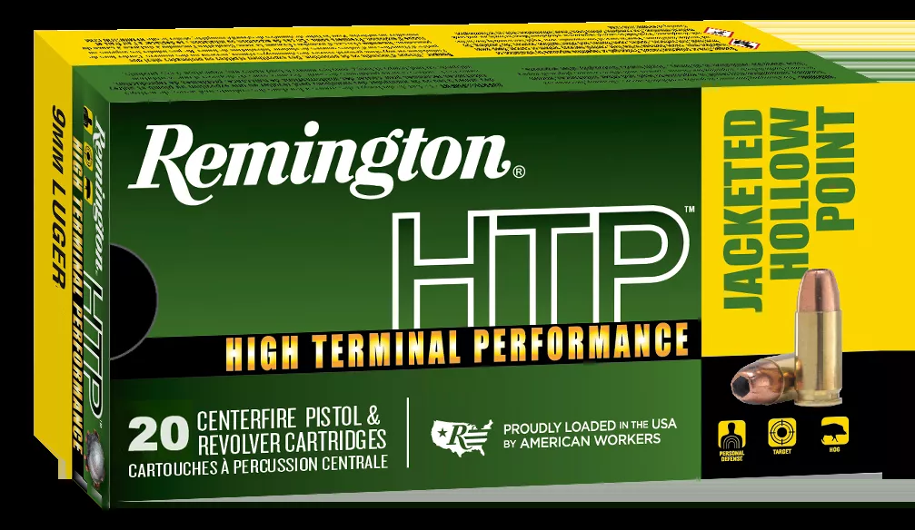 Remington HTP 9mm Luger Ammunition 147 Grain JHP 20-BOX