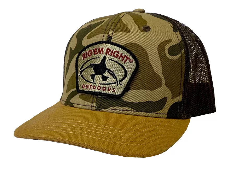 Rig Em Right Old School Camo Hat Duck Logo #005-OCD