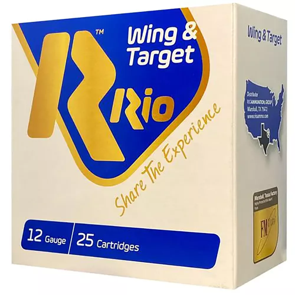 Rio Ammunition Wing & Target 12 GA 2.75″ 1 oz #8 Lead Shot 1250 fps 25 Shells Per Box