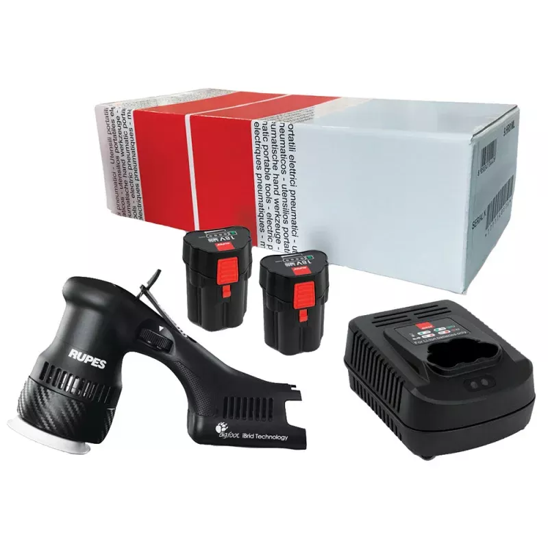 RUPES Bigfoot HLR75 Mini iBrid Polisher 1-Charger 2-Battery Pack
