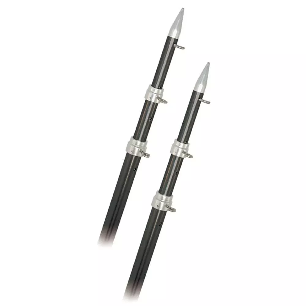 Rupp 15' Telescopic Carbon Fiber Outrigger Poles 1.5" - Silver - A0-1500-CFT