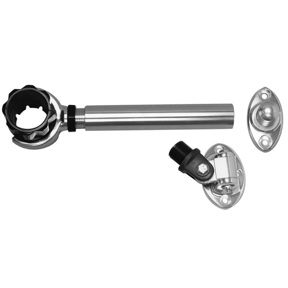 Rupp Threaded Antenna Support w/6″ Flat Mount, Oval 4-Way Base & 1.5″ Collar