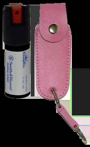 S&W Pepper Spray OC Pepper Range 10 ft 0.50 oz Pink Includes Holster/Keychain 1203P