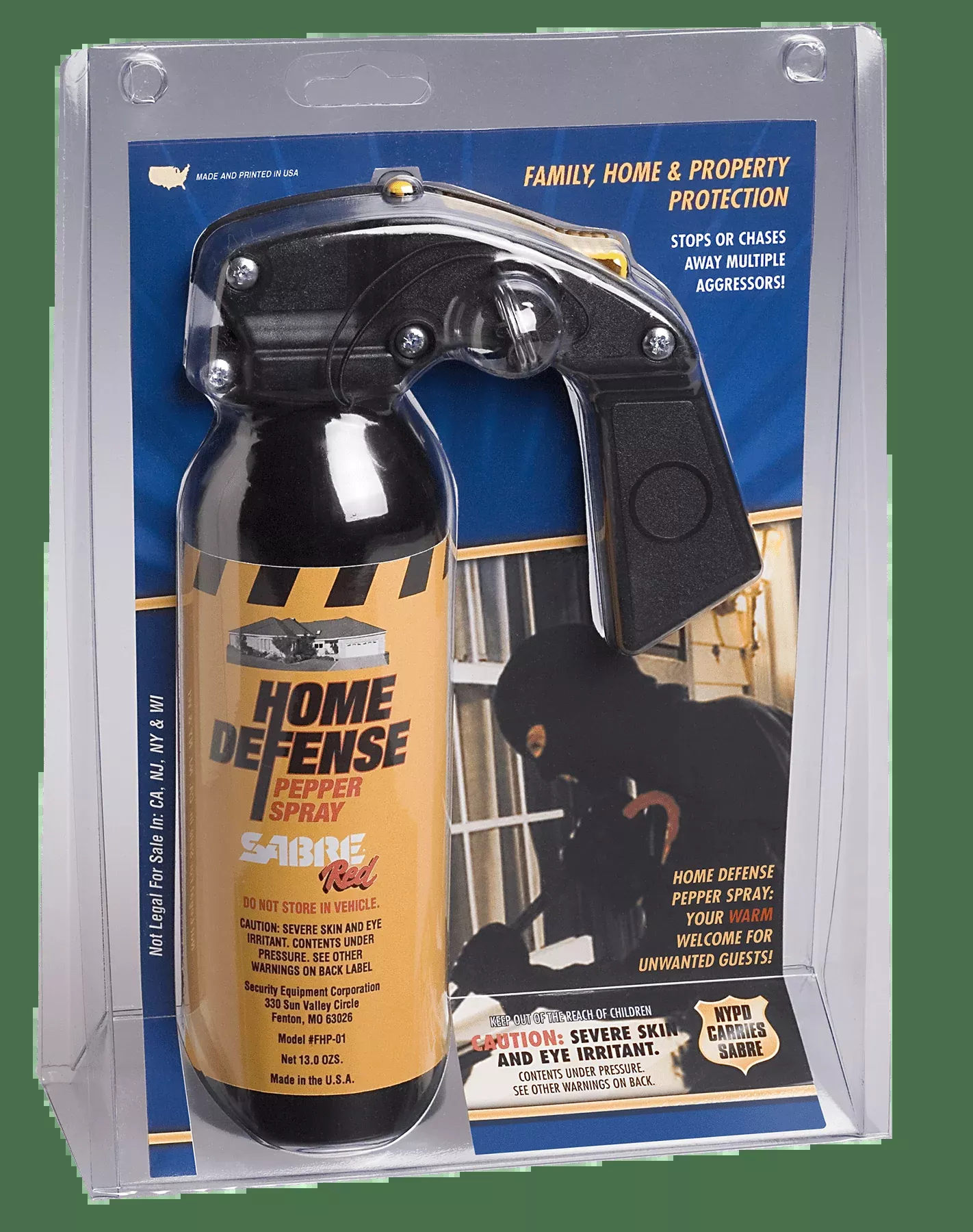 Sabre Red Home Defense Pepper Gel Black With Wall Mount 13 Oz.