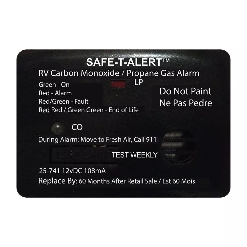 Safe-T-Alert 25 Series Surface Mount Dual Carbon Monoxide/Propane Alarm – 12V Hardwire – Black