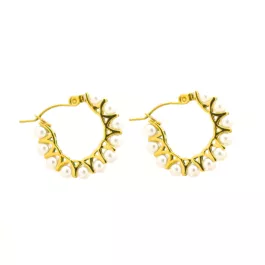 Salty Cali Mini Pearl Hoops - Gold