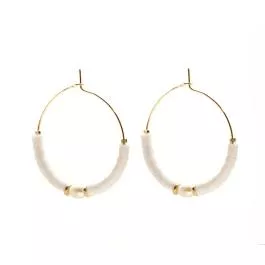Salty Cali Windansea Hoops ∼ Salty Shells - White