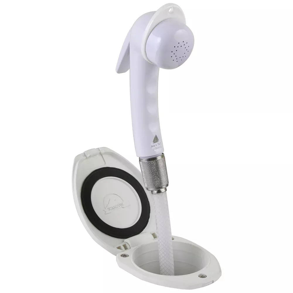 Scandvik Recessed Shower w/6 White Hose – Euro Trigger Sprayer [12107P]