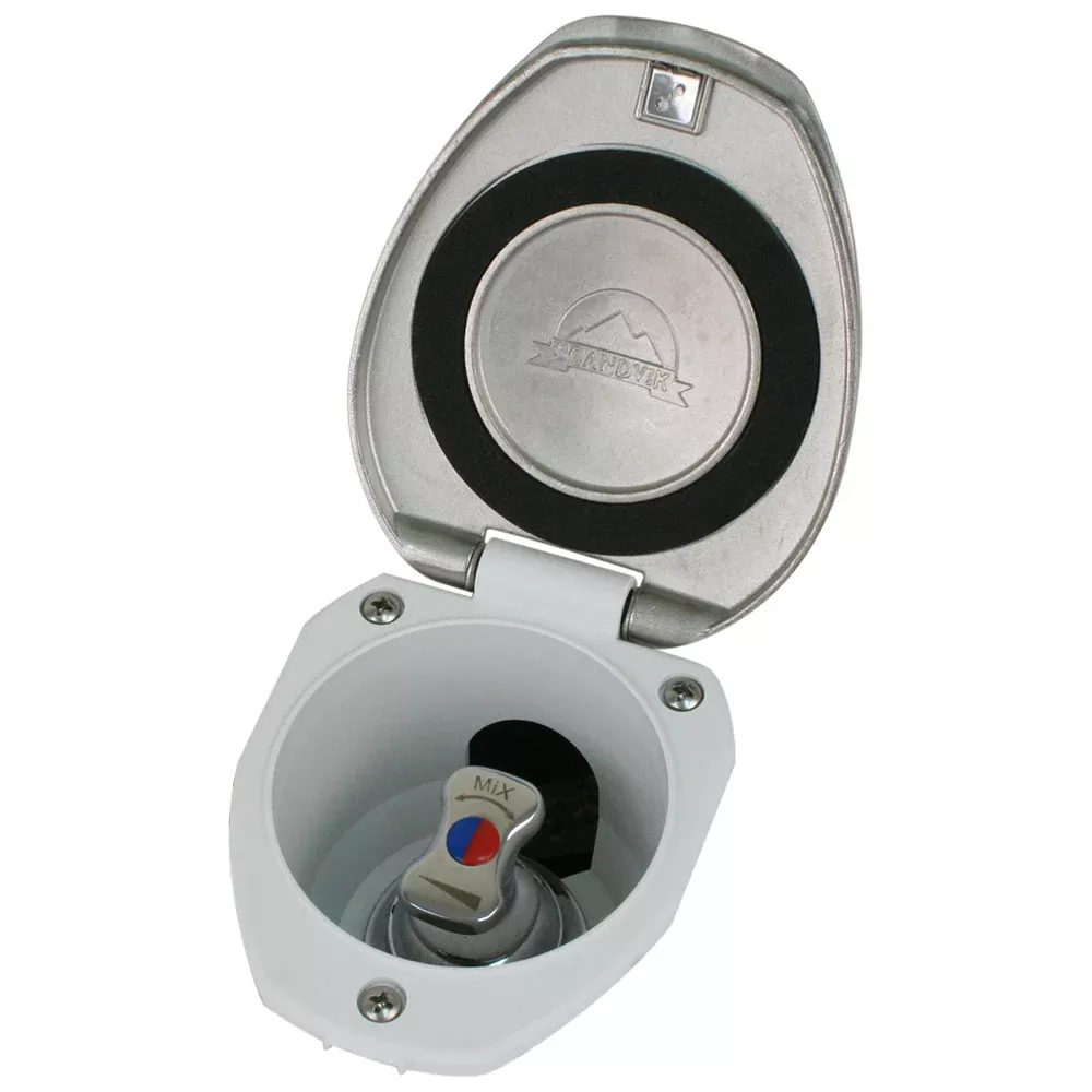 Scandvik Recessed T-Handle Mixing Valve – SS w/White Cup [12134]