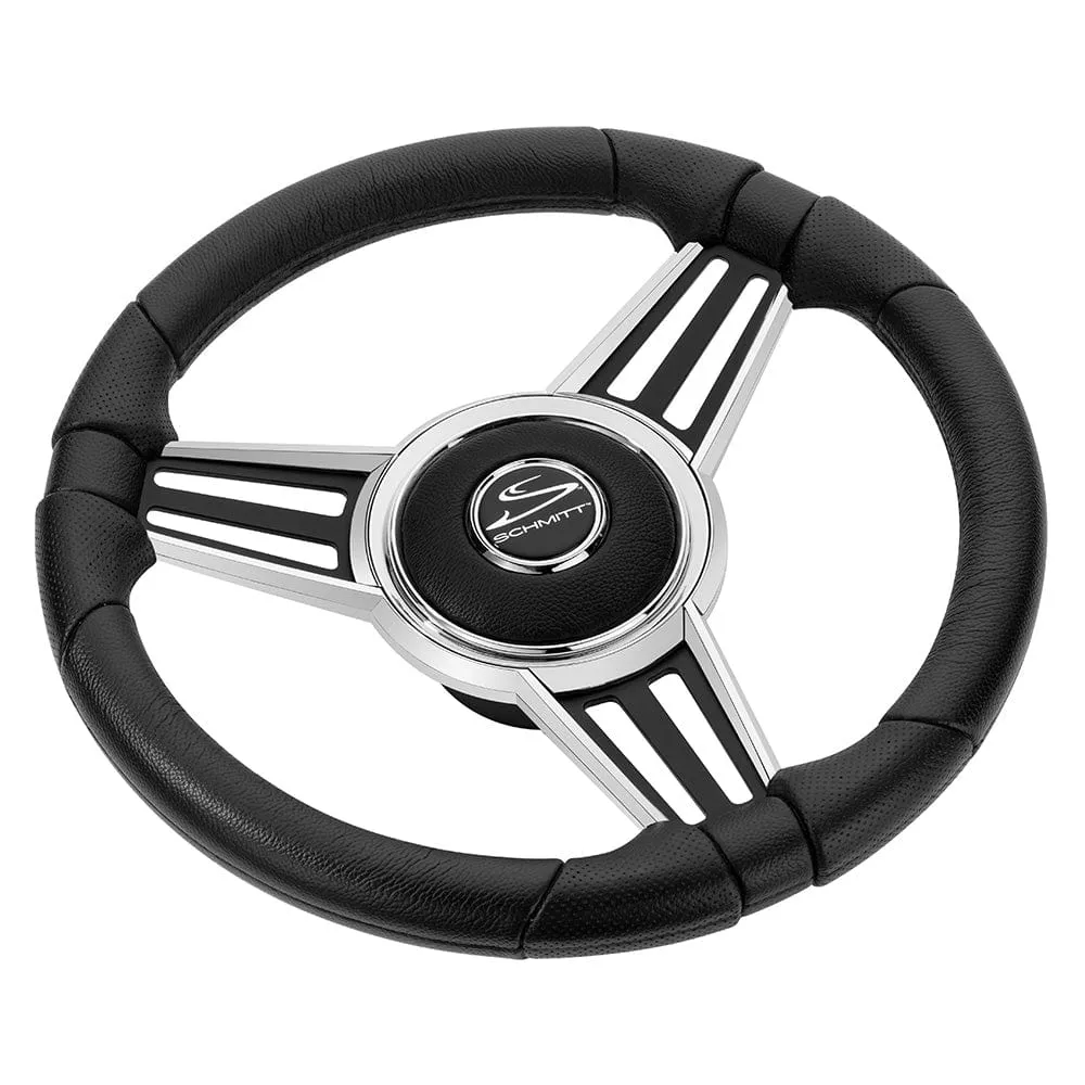 Schmitt & Ongaro PU30 14″ Wheel – Chrome Cap & Spoke Inserts – Black Spokes – 3/4″ Tapered Shaft