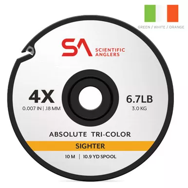 SCIENTIFIC ANGLERS Absolute Tri-Colored Sighter 10m Green/White/Orange Tippet
