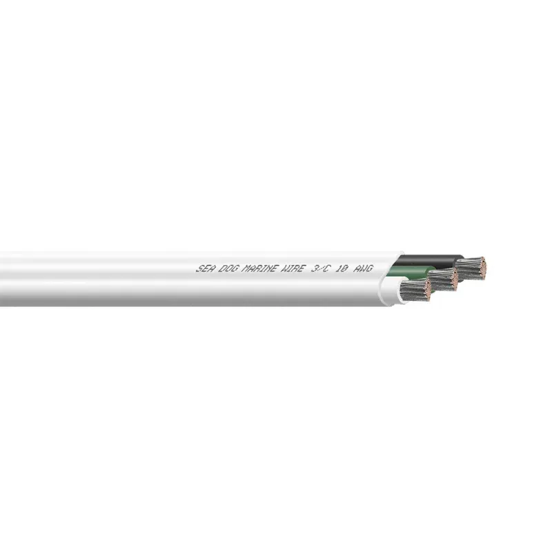 Sea-Dog 10/3 AWG Flat Triplex Wire – White/Green/Black – 100′