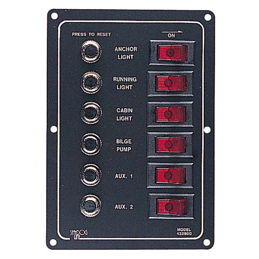 Sea-Dog Aluminum Circuit Breaker Panel – 6 Circuit