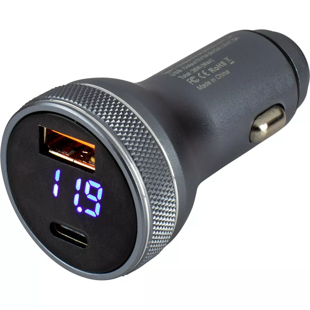 Sea-Dog Round USBUSB-C Power Plug w/Voltmeter [426514-1]