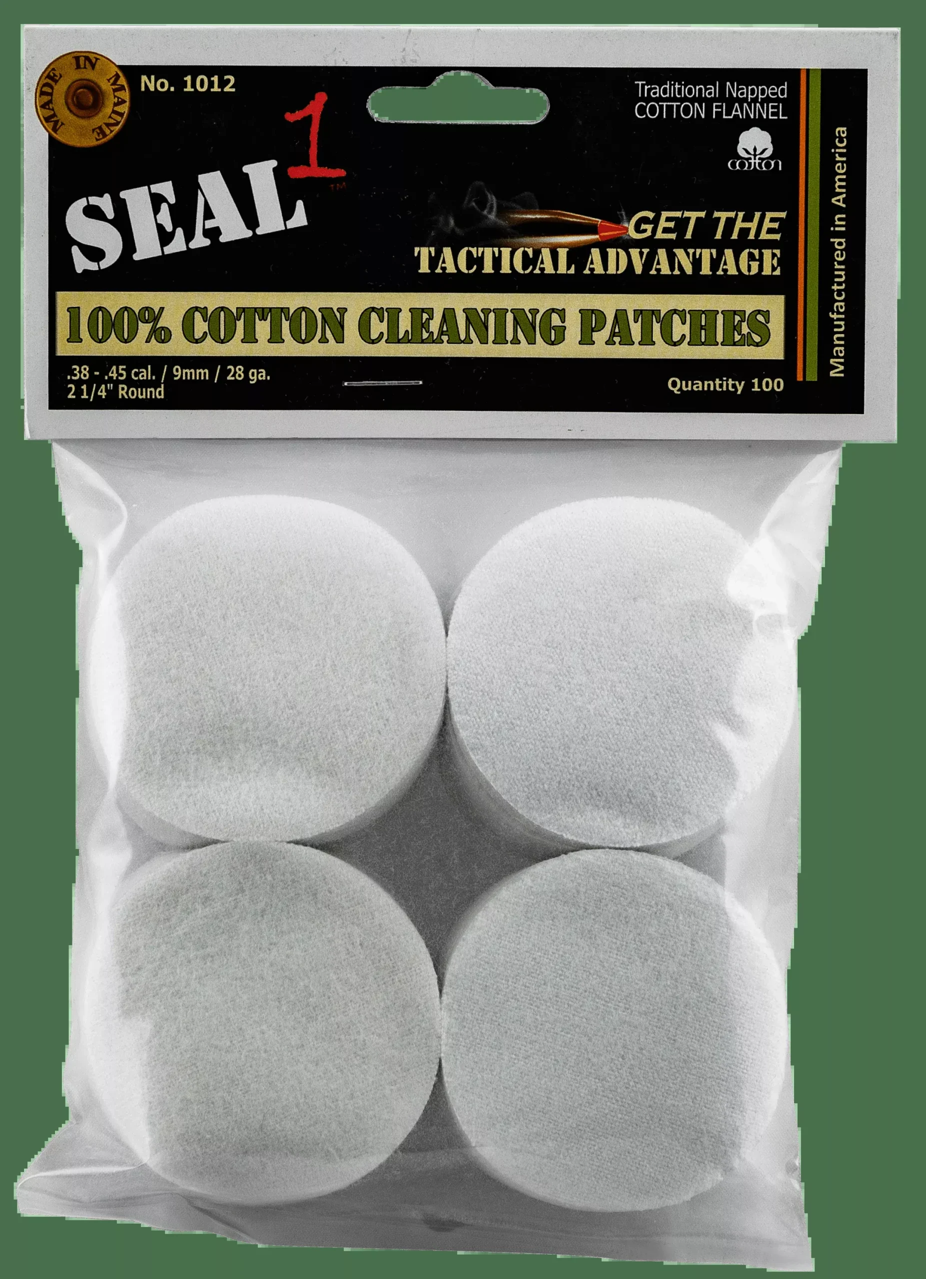 Seal 1 Cleaning Patches, Seal1 1012 .38-.45Cleaning Patch 100ct